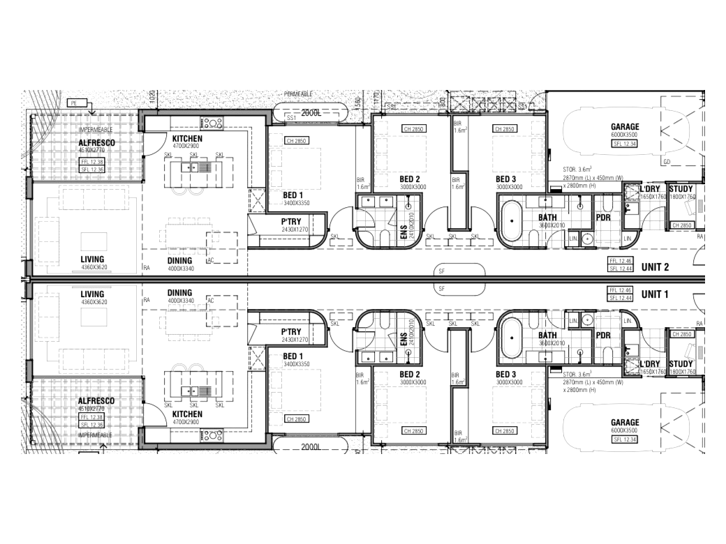 The Hampton duplex floor plan
